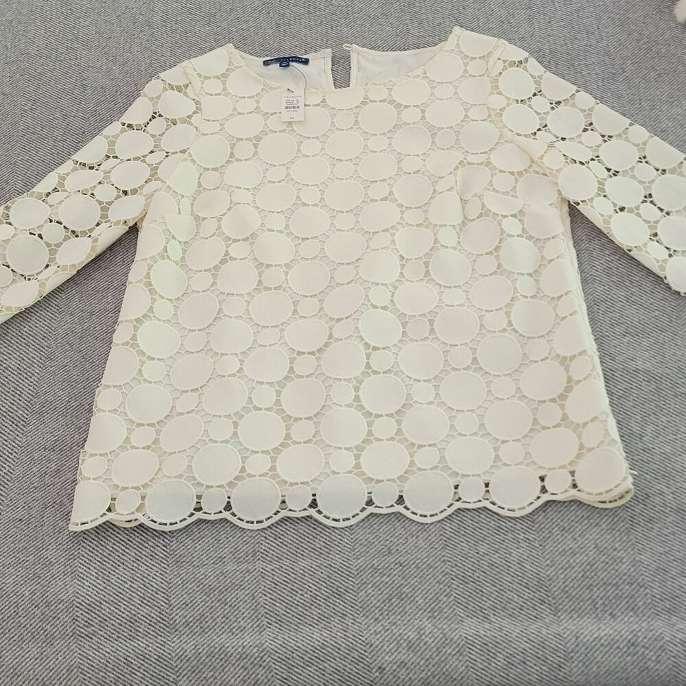 Talbots Scallop-Trim Lace Top